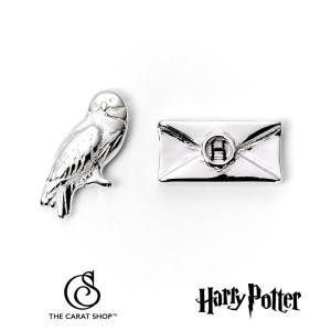 WES1746 Harry Potter Hedwig and Letter Silver Plated Stud Earrings